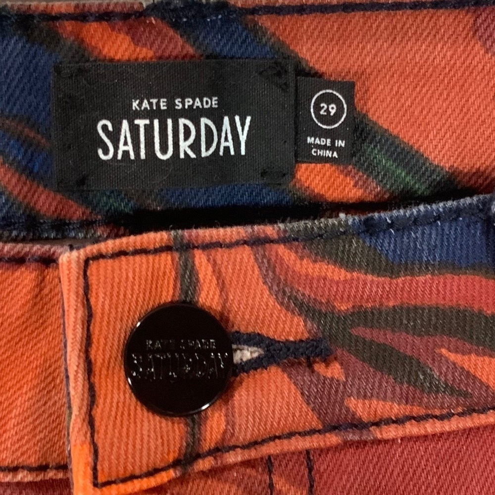 Kate Spade Saturday Hot Lava Skinny Watercolor Denim Size 29 - Picture 3 of 10